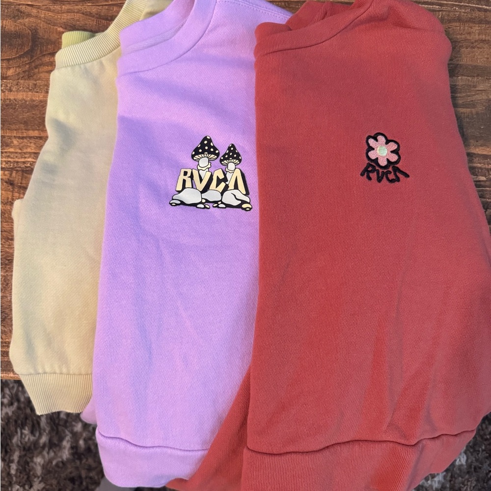 RVCA Big Girls Colorful Graphic Swear Shirts - Set of 3